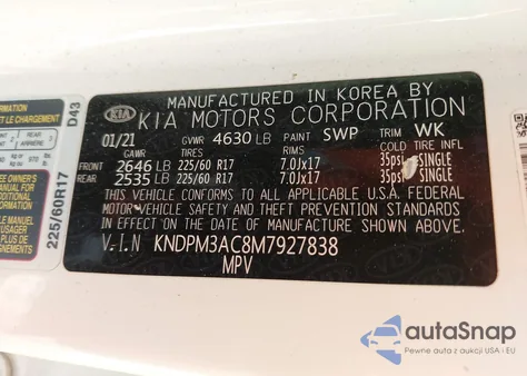 2021 Kia Sportage Lx from USA, damaged, VIN KNDPM3AC8M7927838